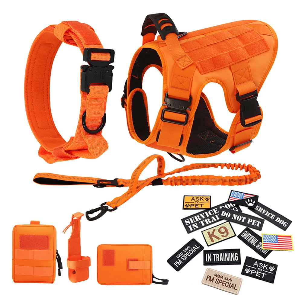 Military Pink Camouflage Dog Harness For Large Medium Dogs Harnesses Leash Adjustable Pet German Shepherd Tactical Training Vest