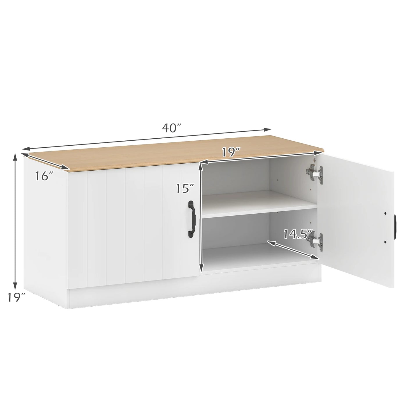 HOMASIS 2 Door Shoe Bench With Adjustable Shelves