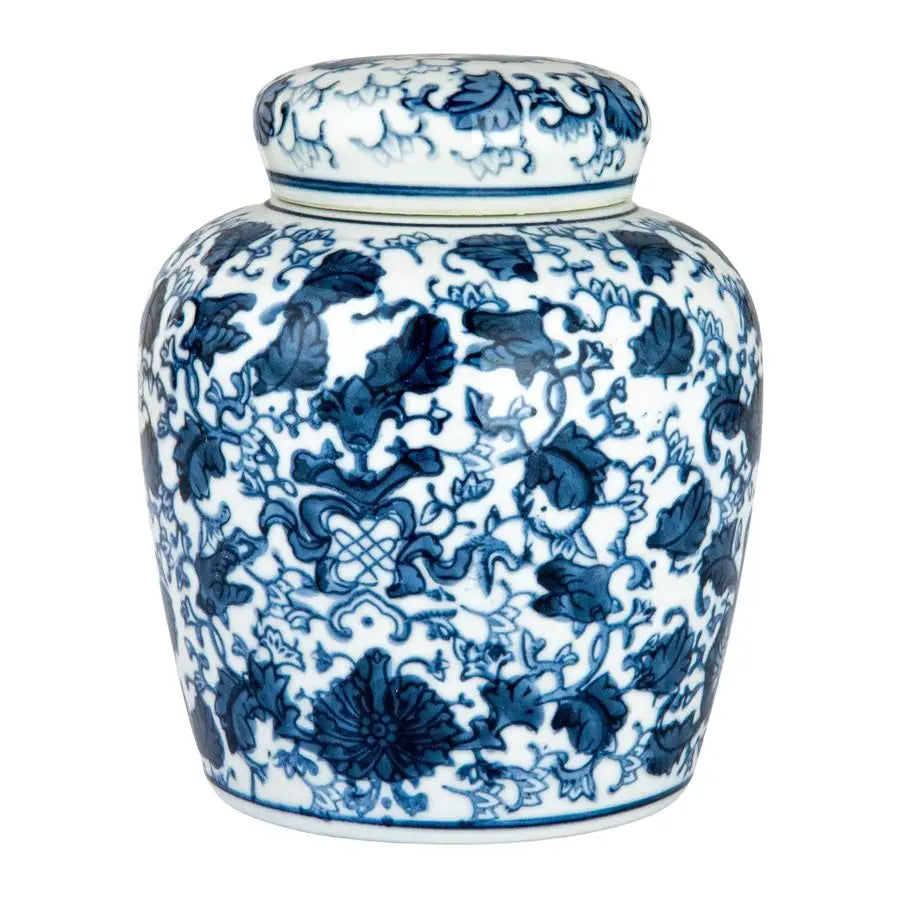 Classic Pattern Ceramic Ginger Jar With Lid Decorative Home Accent