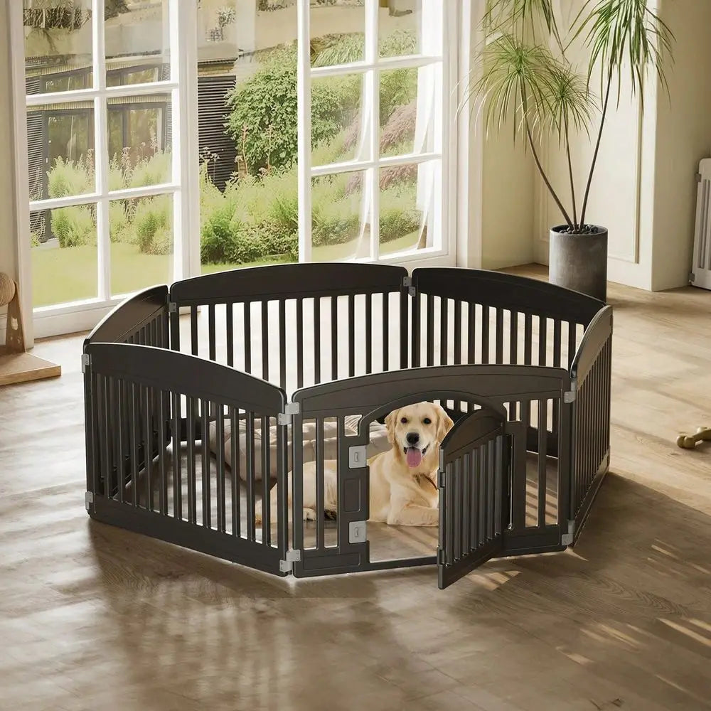 Plastic Dog Playpen 6 Panel 24IN Expandable Durable Pet Fence For Medium Dogs Indoor Outdoor Folding Portable Puppy Playpen