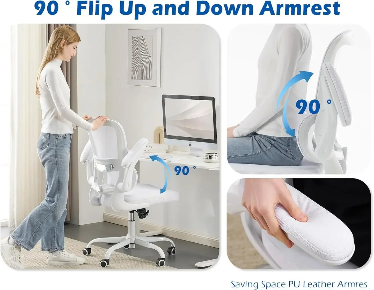 Ergonomic Office Chair With Adjustable Lumbar Support Mesh Back