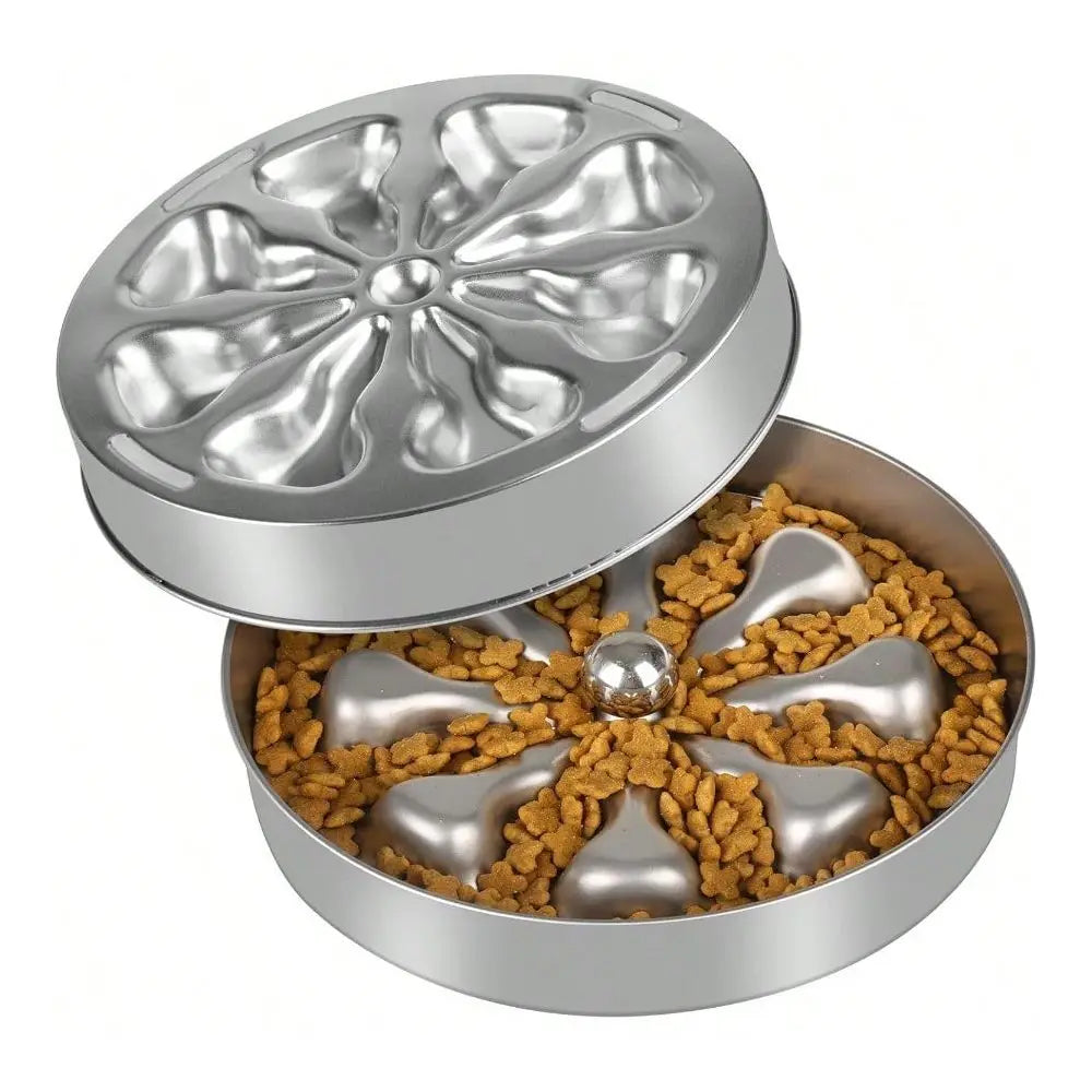 Feeder Dog Bowls Stainless Steel NonSlip Metal Bowl For Slow Feeding, 5 Cups Large Capacity, DoubleSided Design For Dry, Wet, O