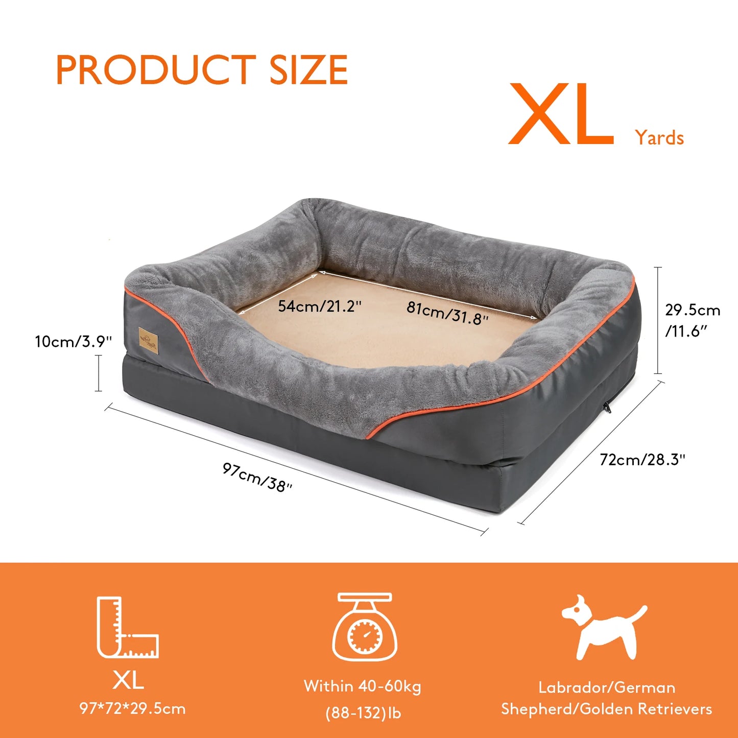 BINGOPAWCN Dog Bed With Removable Washable Cover Waterproof Anti Allergy