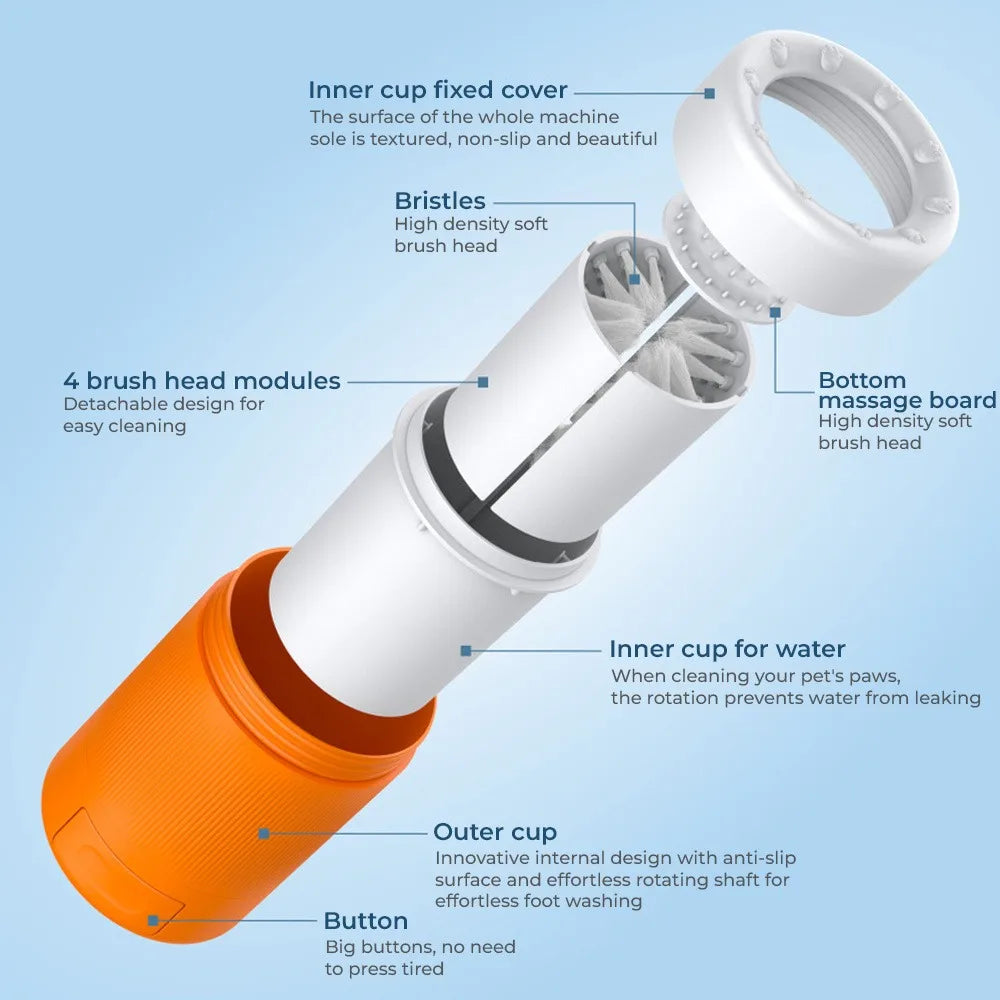 Portable Paw Cleaner Cup With Soft Silicone Brush For Pets