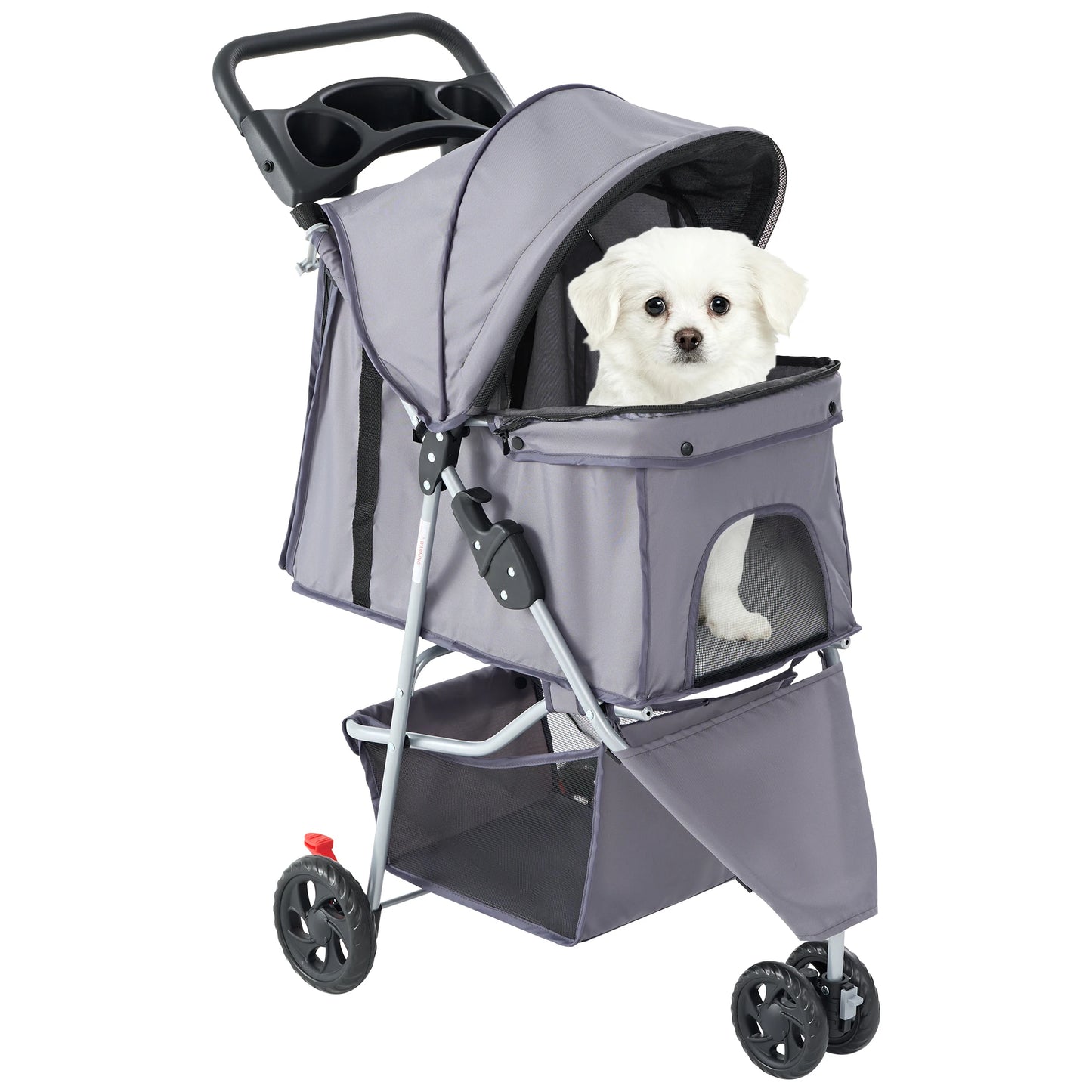 3-Wheel Foldable Pet Stroller For Small Dogs And Cats