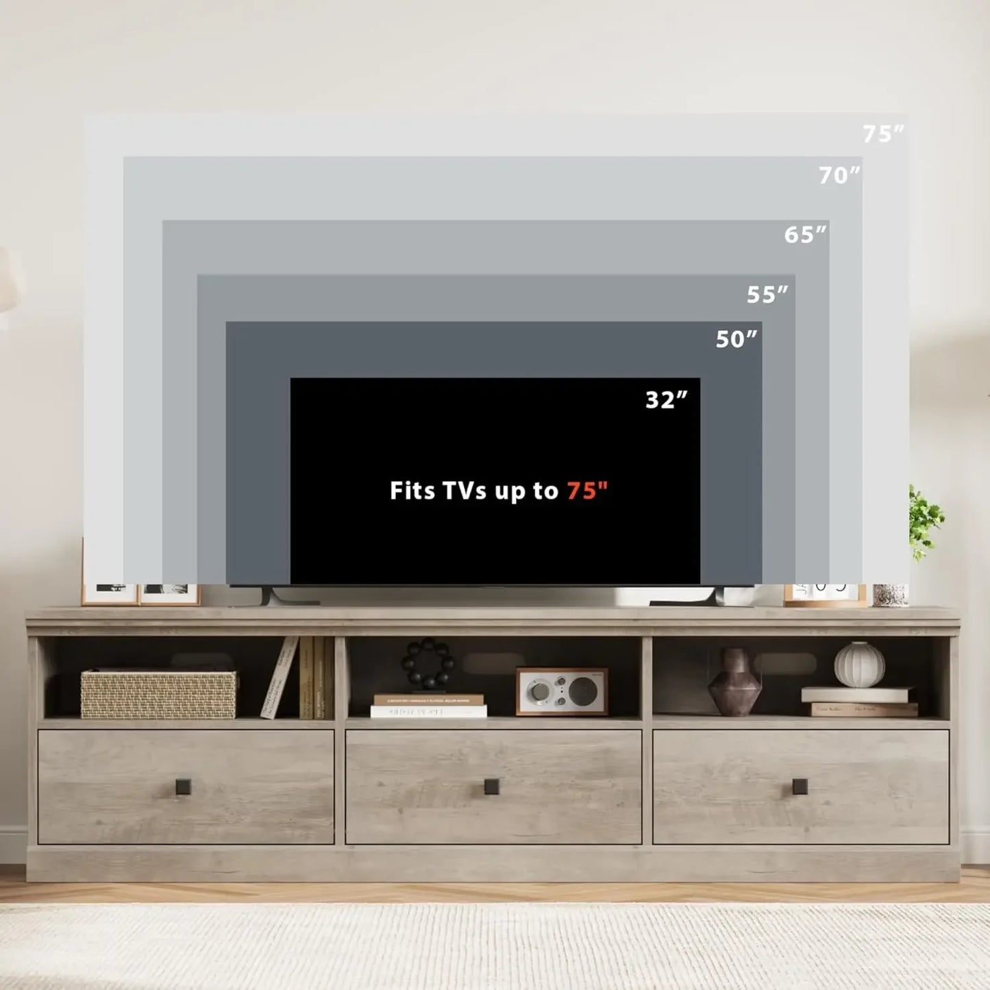 XMSJ Mid Century Modern TV Stand With Storage And Shelves