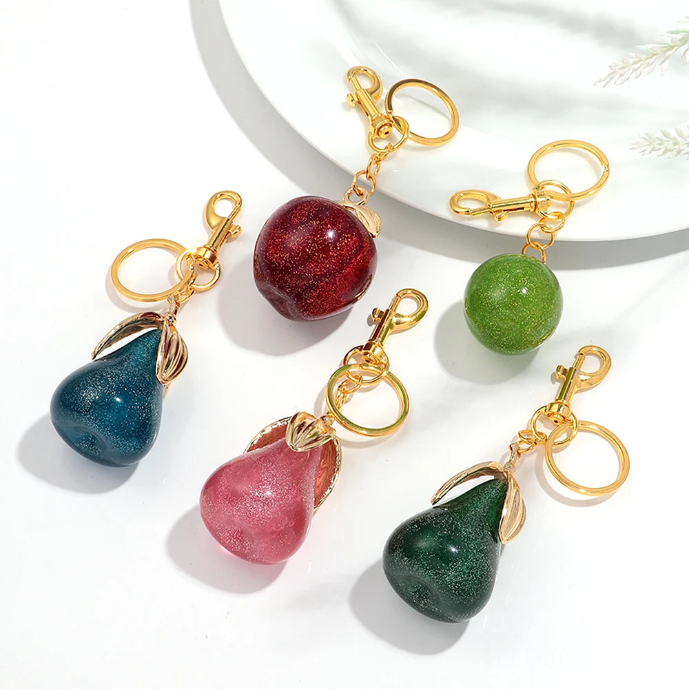 Crystal Pear Bag Charm Pendant Keychain For Women Handbags