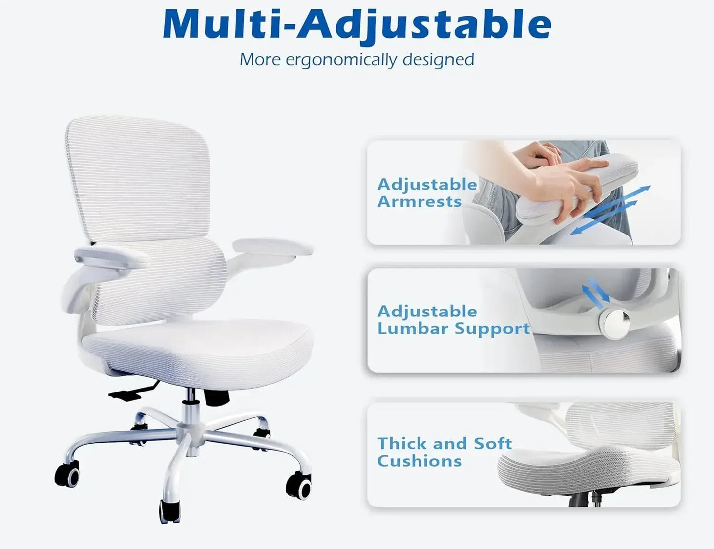 Ergonomic Office Chair With Adjustable Lumbar Support Mesh Back