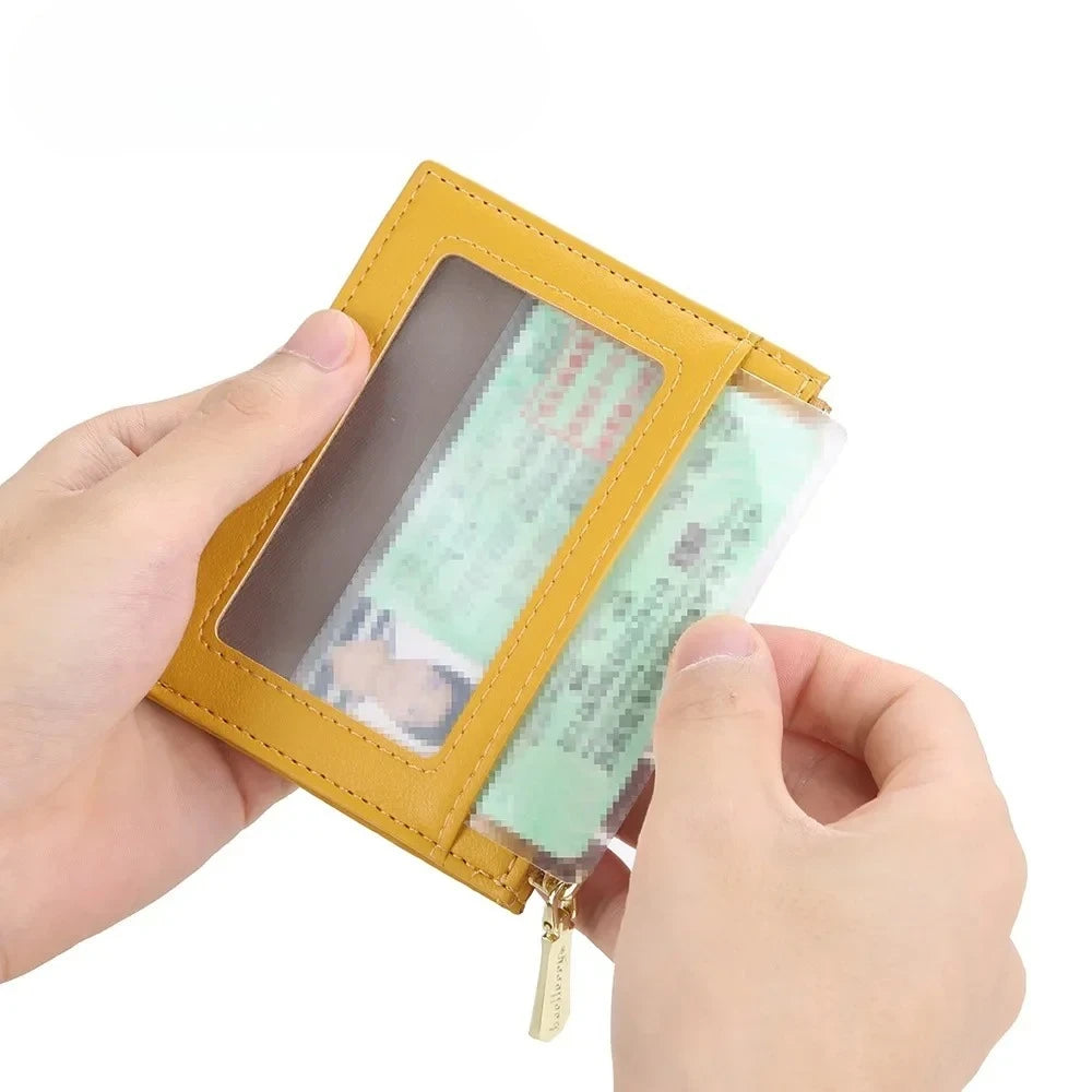 Baellerry Mini Women Wallet Slim Zipper PU Leather Card Holder