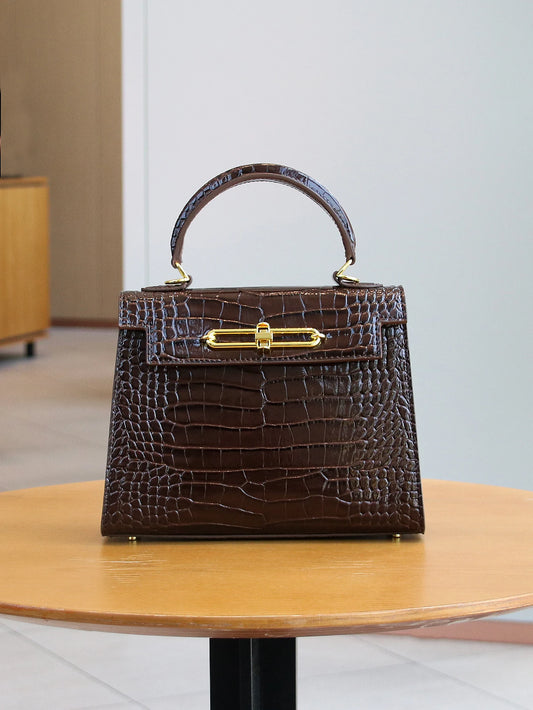 Crocodile Pattern Leather Handbag for Women Luxury Work Bag