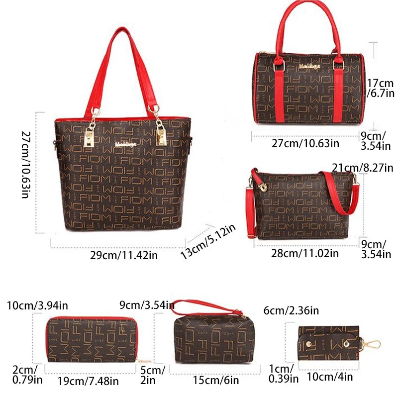 Pahajim 6-Piece Womens Handbag Set Purse Satchel Bags