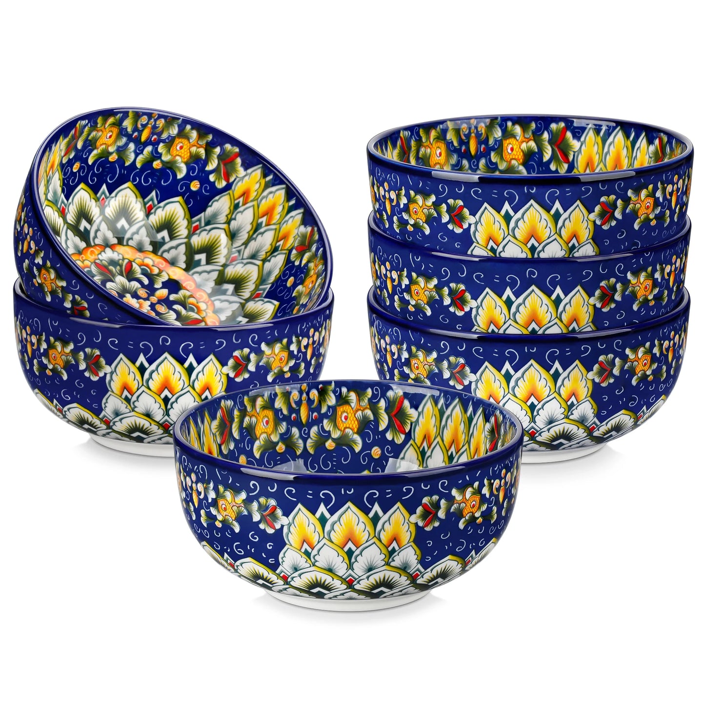 Malacasa Porcelain Cereal Bowls Set Floral Bohemian Style