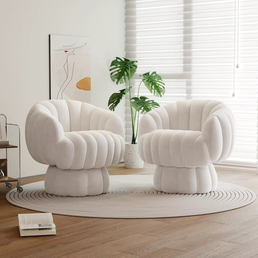Mid Century Modern 360 Degree Swivel Velvet Accent Chair Set