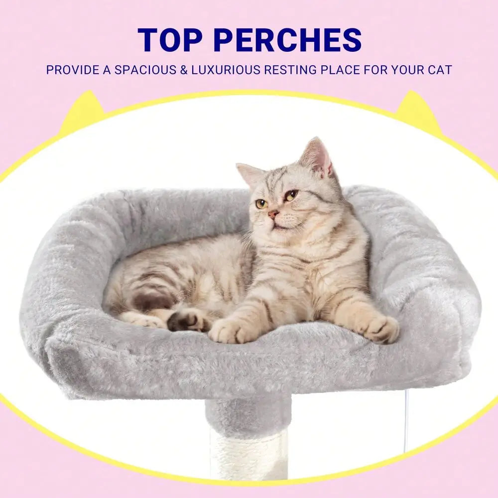 73in FanShaped SpaceSaving Corner Cat Tower MultiLevel Tall Cat Tree For Indoor Kitties Cozy Baskets Condos House Perches Sisal
