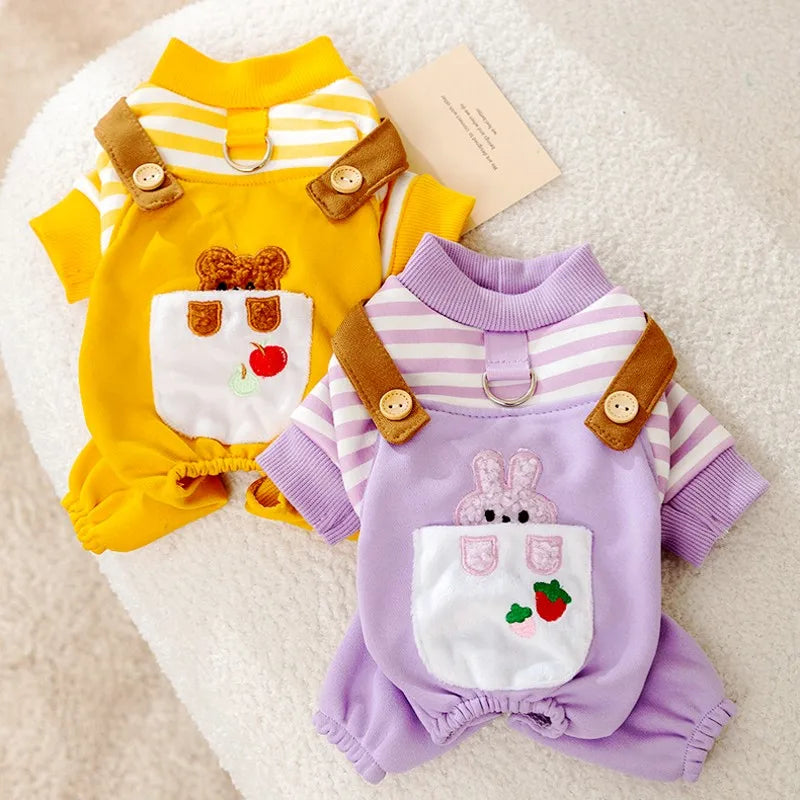 Autumn Striped Pet Jumpsuit For Small Dogs And Cats Pajamas