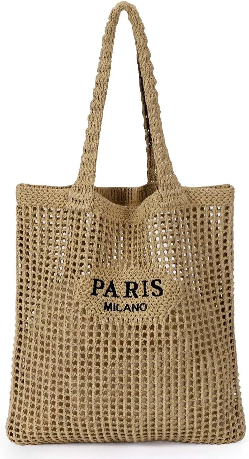 NONECN Crochet Tote Bag For Women Boho Mesh Beach Bag