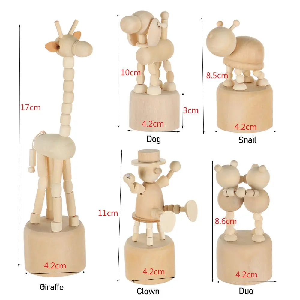 Wooden Animal Ornaments Mini Desktop Puppet Decorations For Home