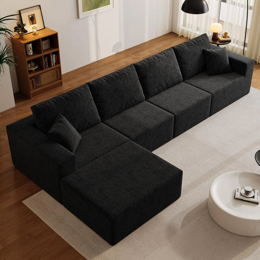 Cloud Sectional Sofa Modular L-Shape Frameless Corduroy Living Room Left Chaise