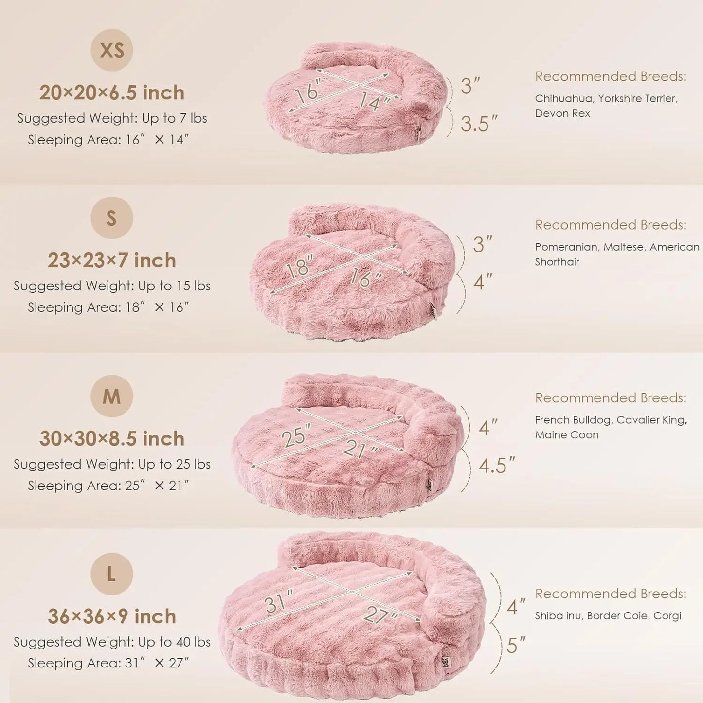XMSJ Soft Plush Dog Couch Bed For Medium Dogs