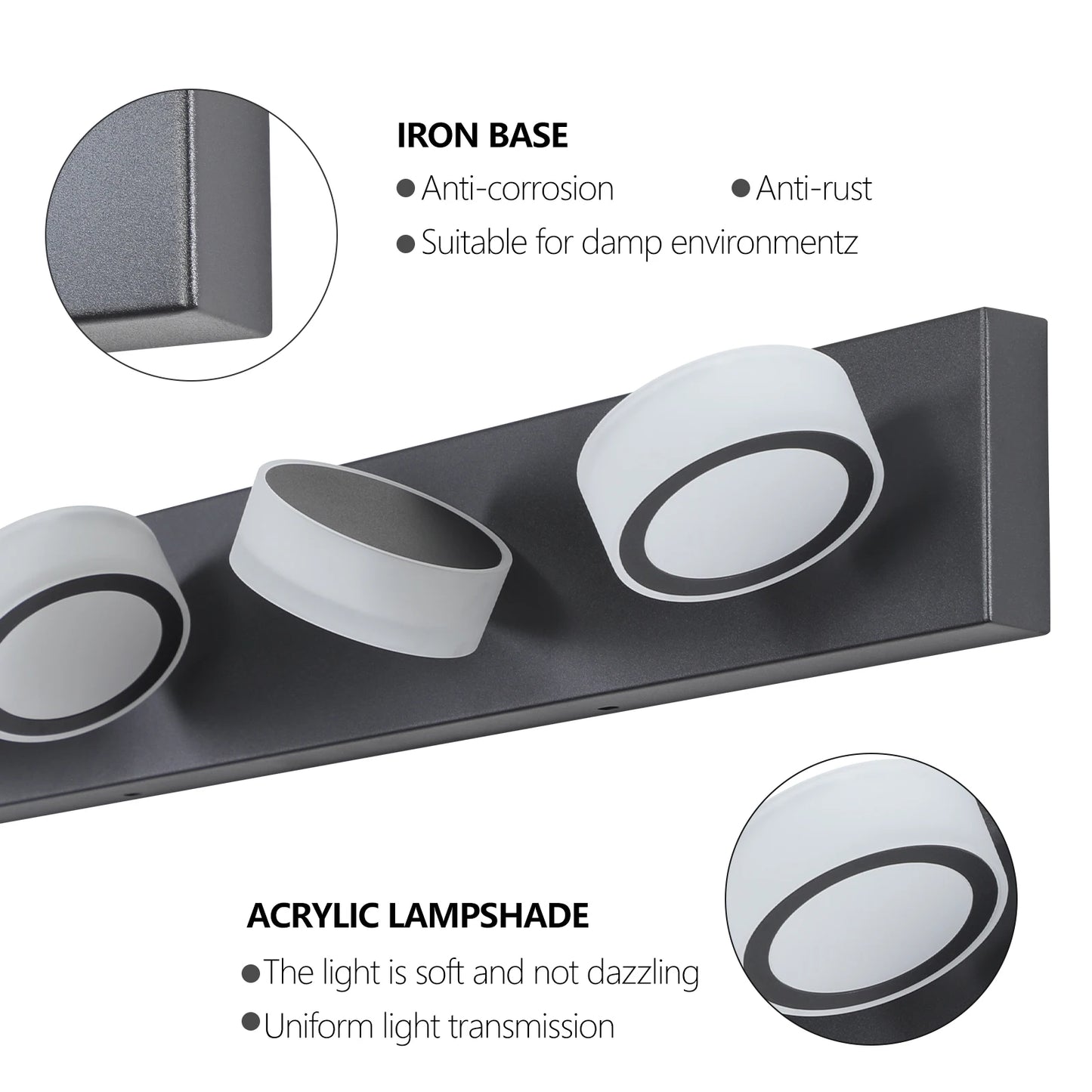 ARLGSITE Modern LED Dressing Area Wall Light with Acrylic Shade