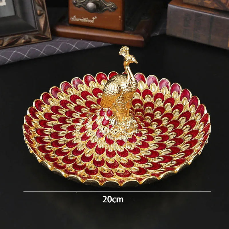 Peacock Motif Fruit Salver for Banquets and Weddings Metal