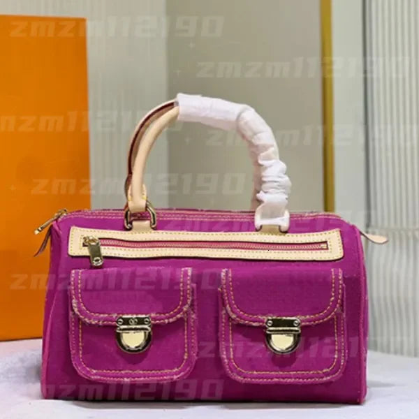 10AAA HOT Selling Designer Luxury Bag M44472 Vintage Denim Tote Pink Cowboy Shoulder Bag Handbags Purse Zipper Old Flower Women