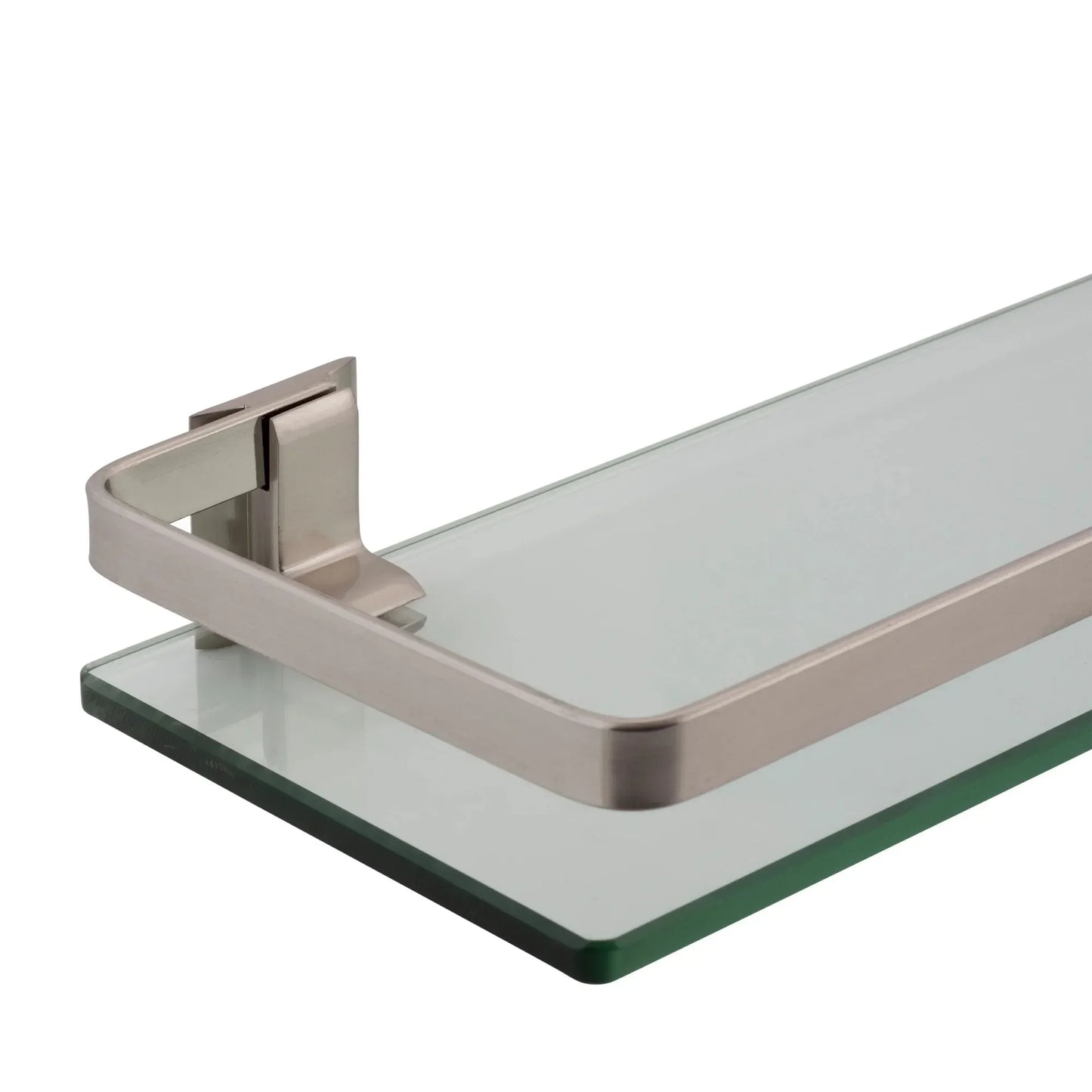 Decorative Glass Bathroom Shelf With Nickel Rail Wall Mount
