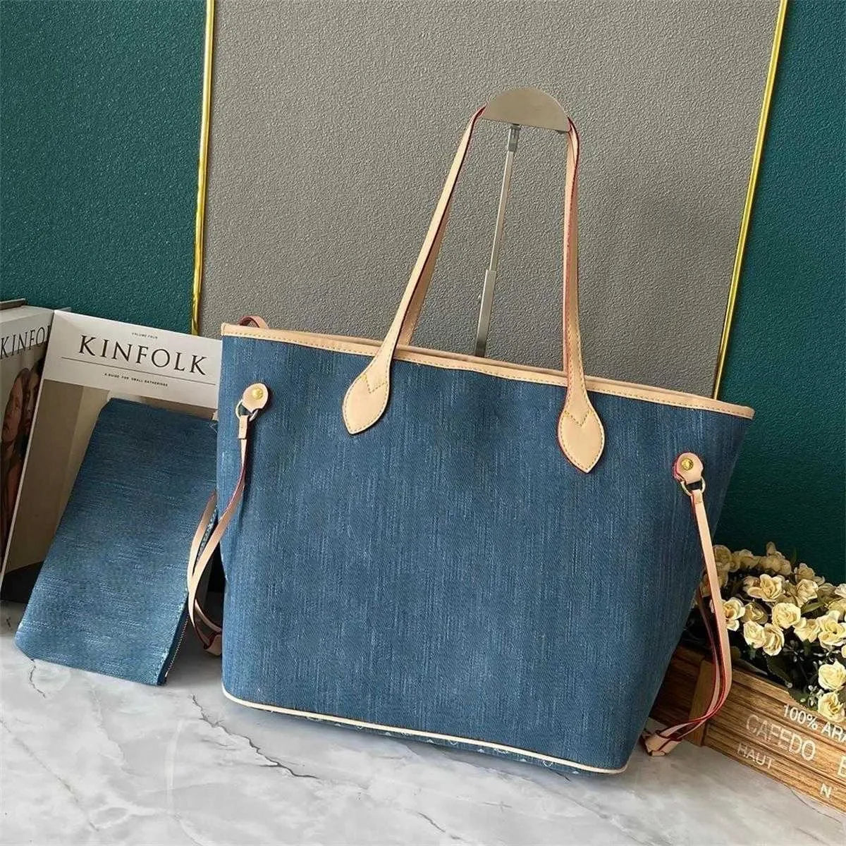10AAA HOT Selling Designer Luxury Bag M44472 Vintage Denim Tote Pink Cowboy Shoulder Bag Handbags Purse Zipper Old Flower Women
