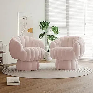 Mid Century Modern 360 Degree Swivel Velvet Accent Chair Set