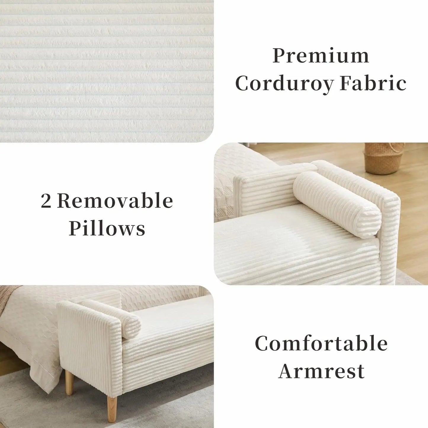 Storage Ottoman Bench With Removable Pillows Upholstered End Of Bed