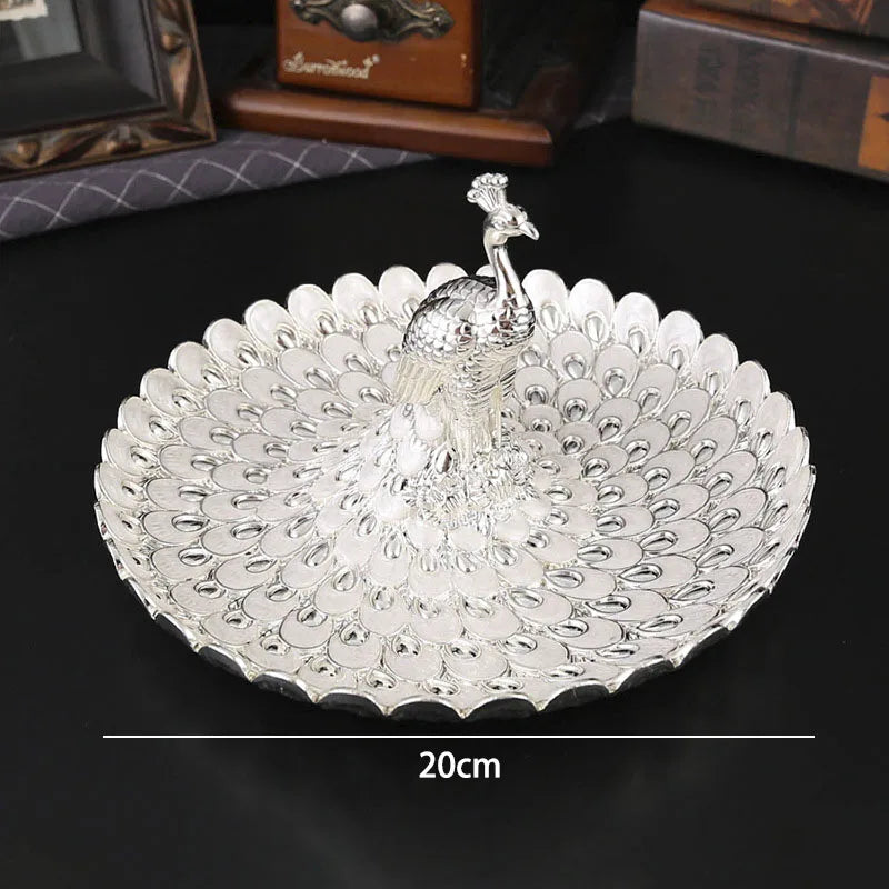 Peacock Motif Fruit Salver for Banquets and Weddings Metal