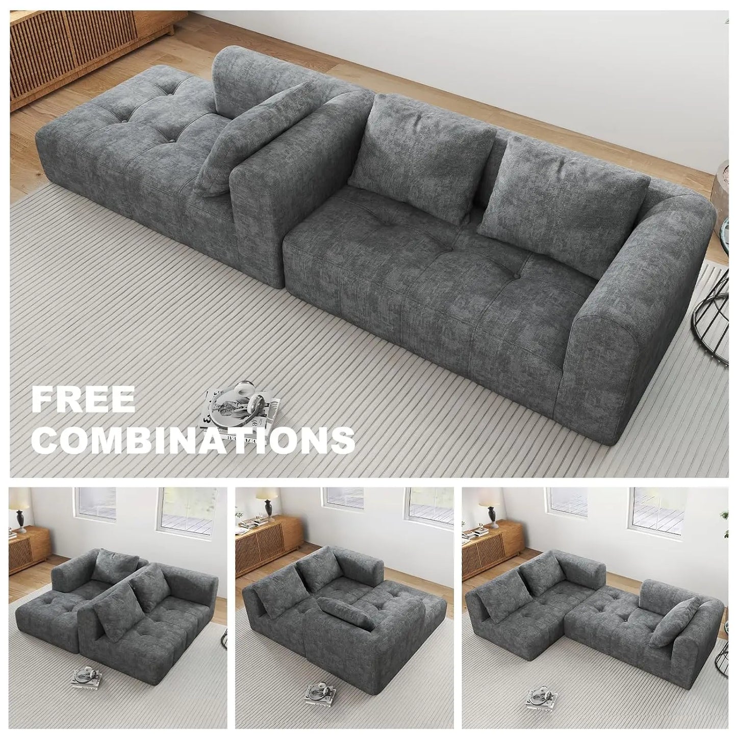 Modular L Shaped Sectional Couch With Deep Seat Comfort