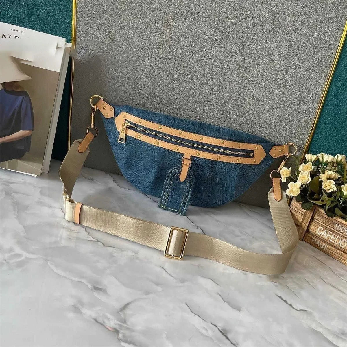 10AAA HOT Selling Designer Luxury Bag M44472 Vintage Denim Tote Pink Cowboy Shoulder Bag Handbags Purse Zipper Old Flower Women