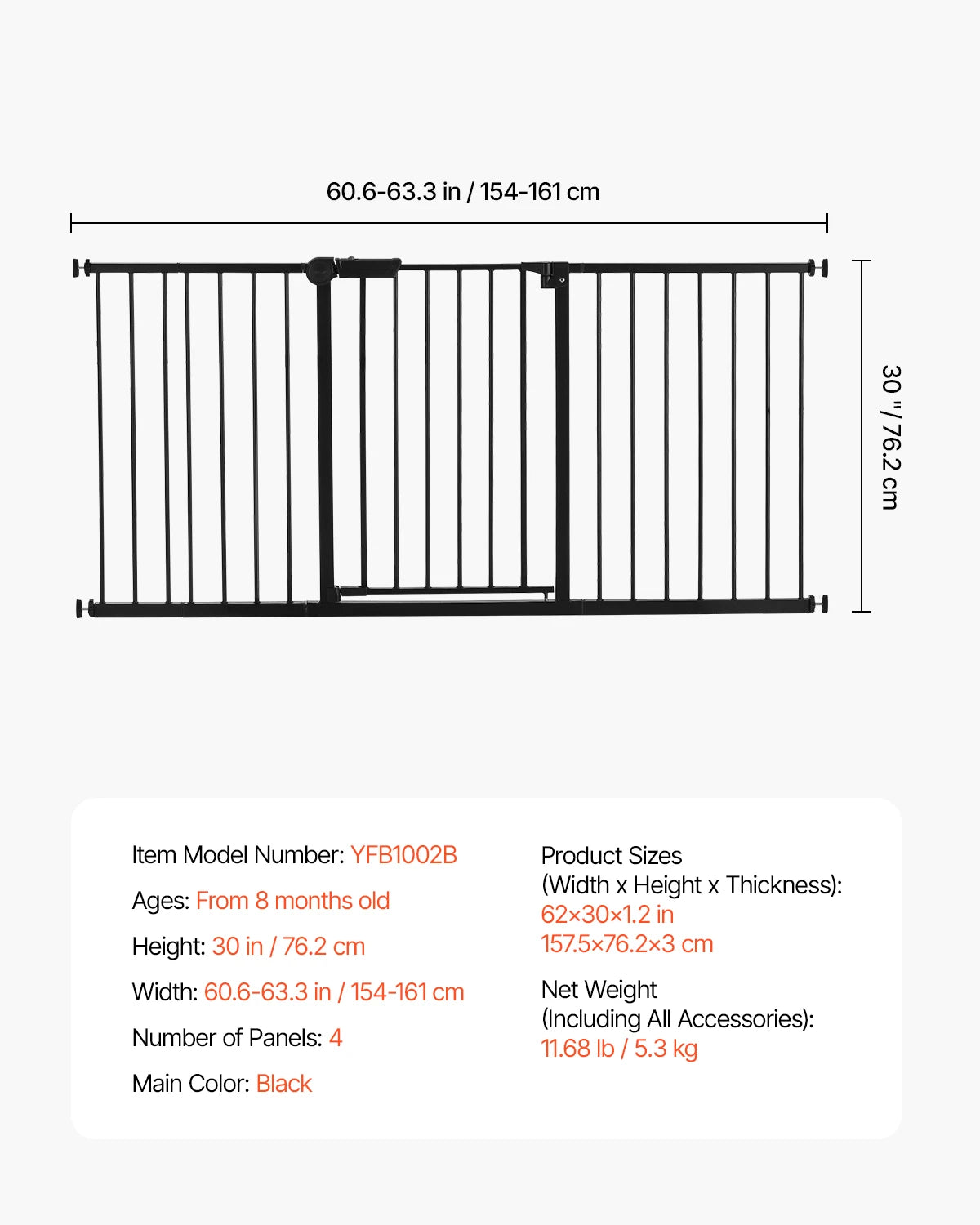 SucceBuy Baby Gate Pressure Mount Walk Through Security Doorways