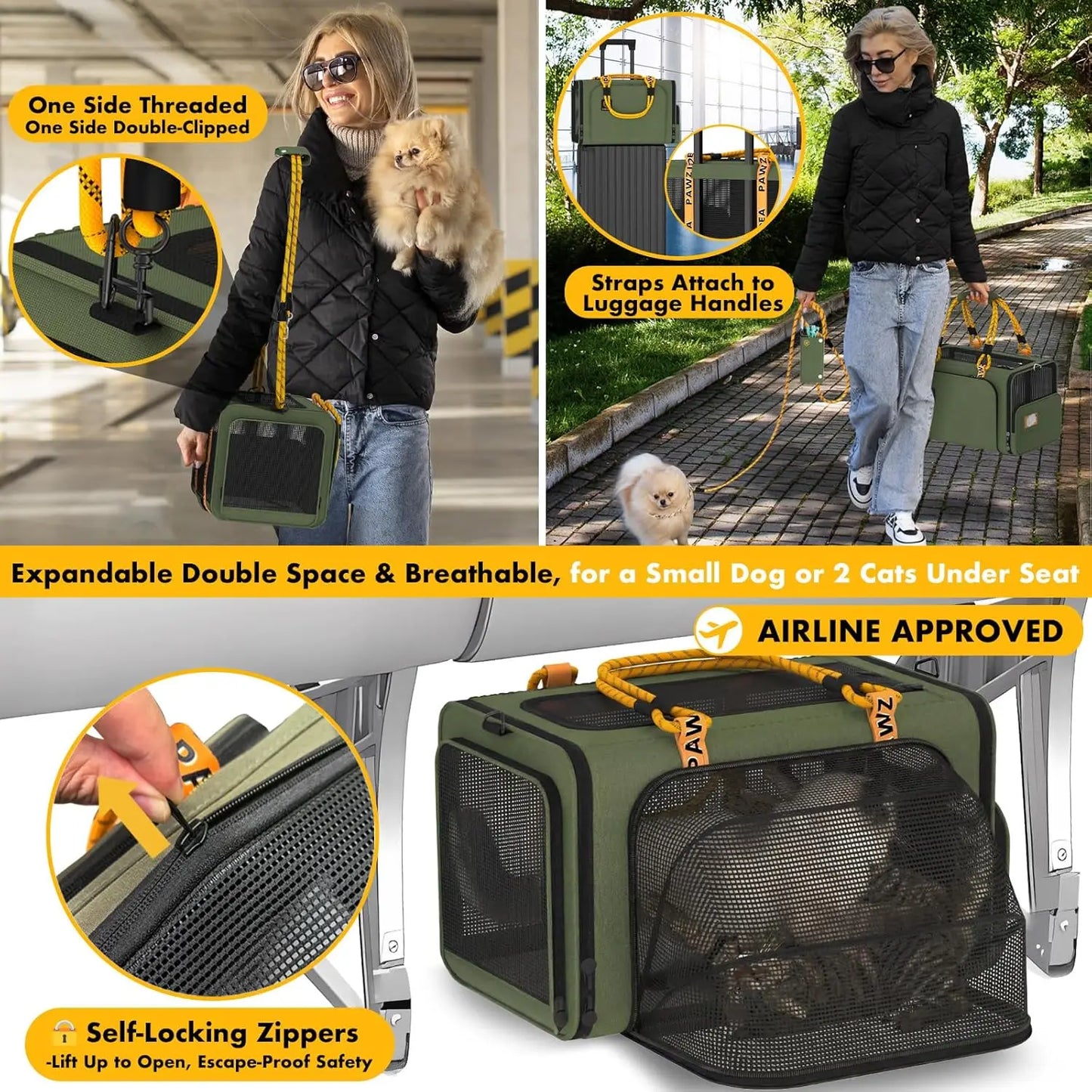 Double Pet Stroller With Carriers For Cats And Small Dogs