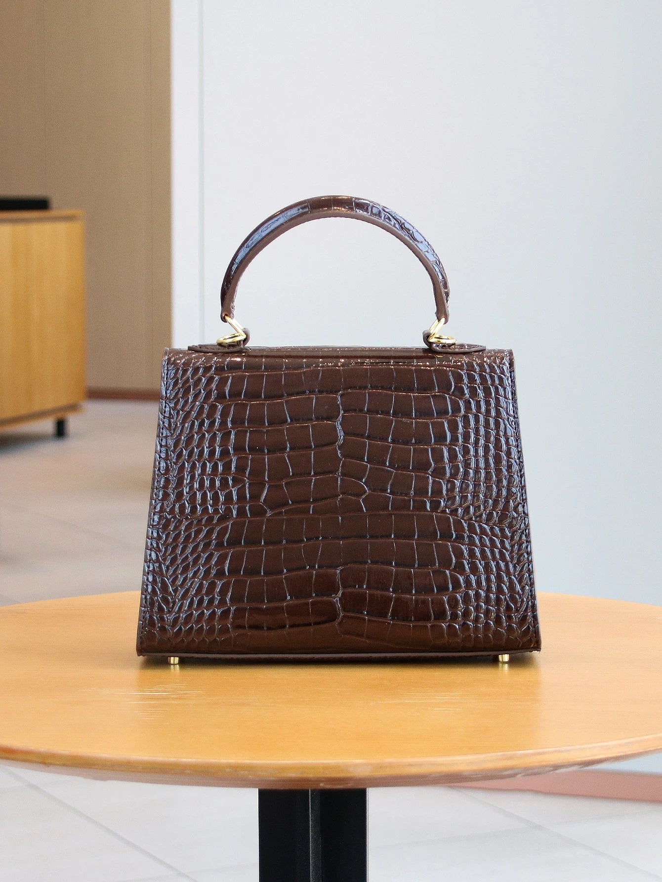 Crocodile Pattern Leather Handbag for Women Luxury Work Bag