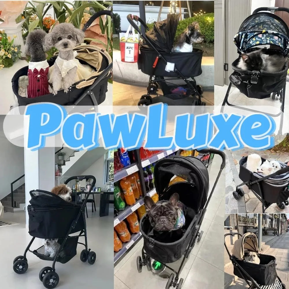 Stroller 4 Wheels With Detachable Carrier For Small Dogs Cats