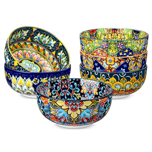 Malacasa Porcelain Cereal Bowls Set Floral Bohemian Style
