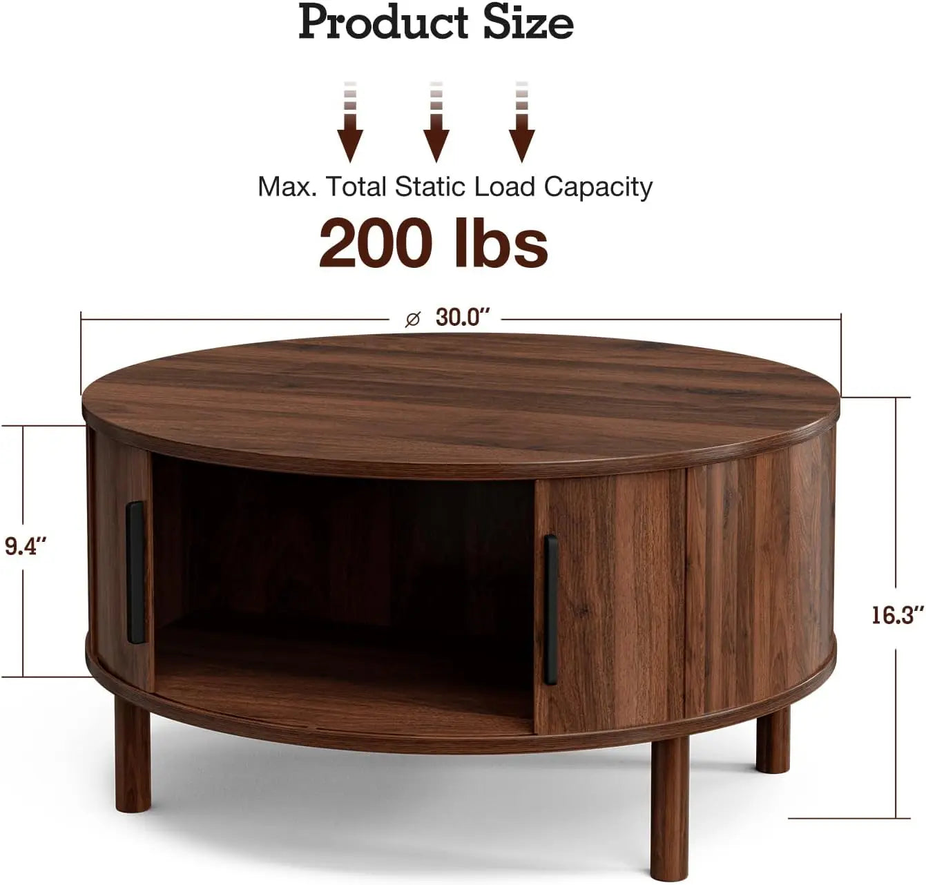 Round Coffee Table With Cabinets And Sliding Doors Living Room