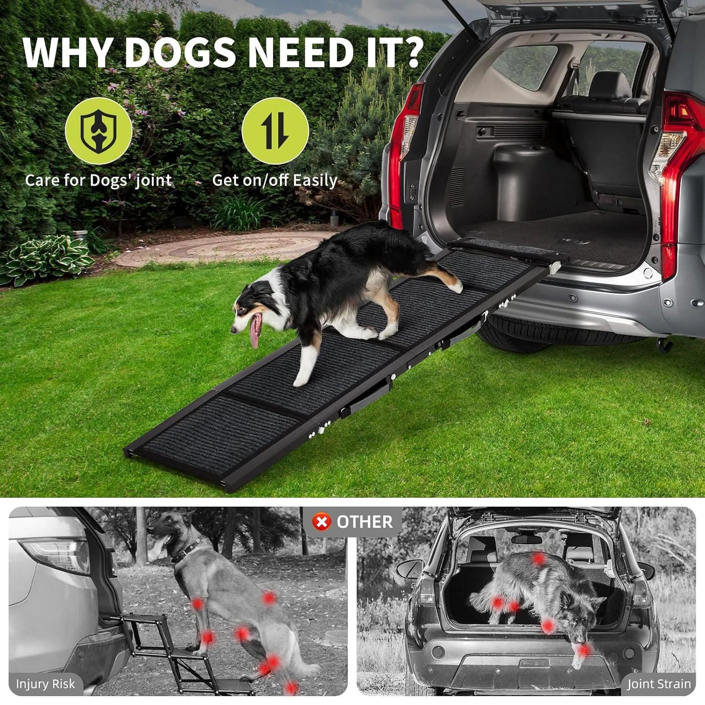 HiMISSDog Door Upgraded Car Dog Ramp With Non Slip Surface