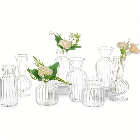 Modern Transparent Glass Bud Vase Set For Centerpieces