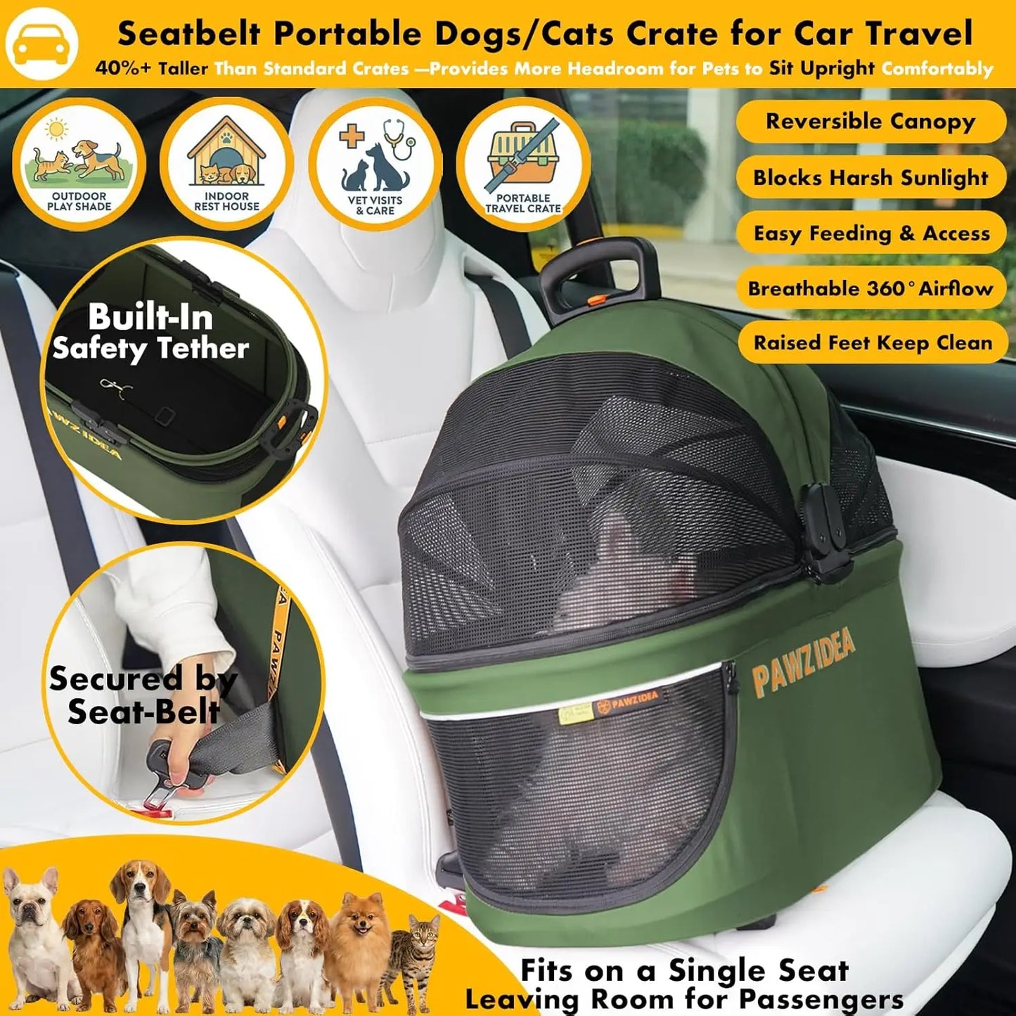 Double Pet Stroller With Carriers For Cats And Small Dogs