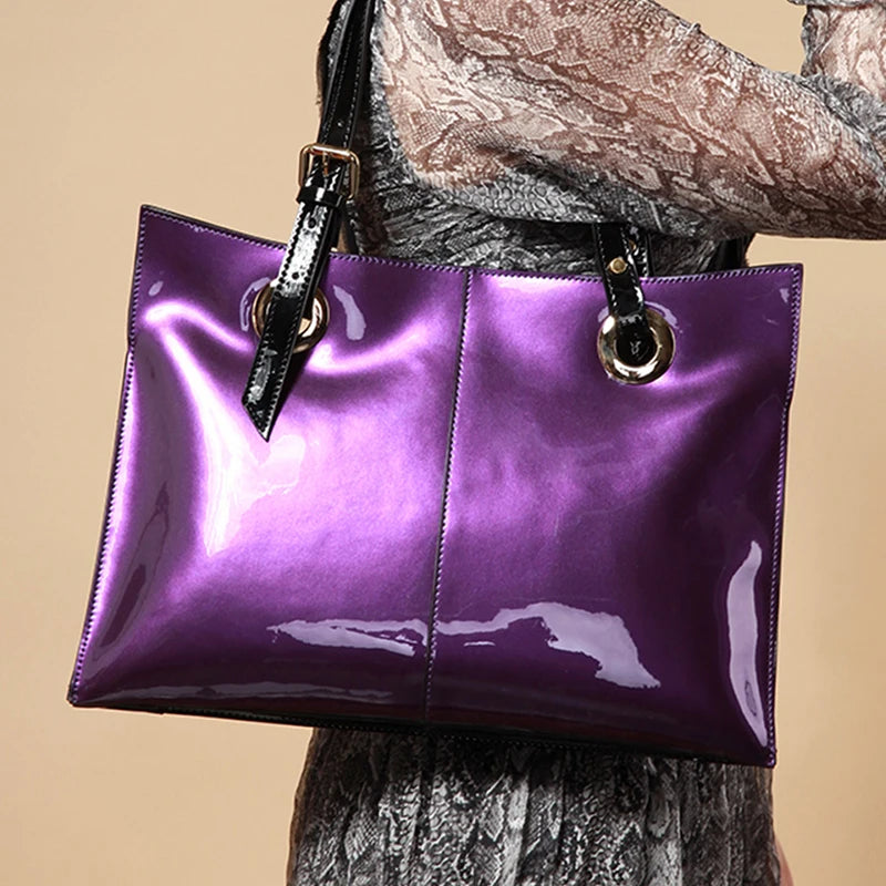 Patent Leather Handbag for Women Luxury Tote Shoulder Bag