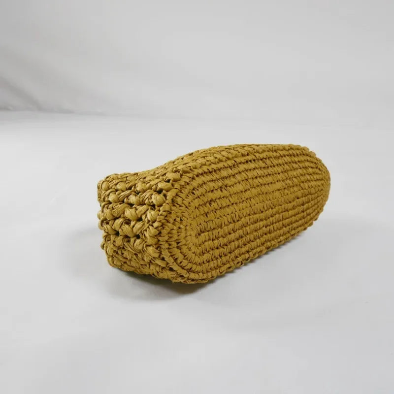 Fashion Straw Clip Shell Clutch Bag for Women Designer Paper Woven Handbags Casual vintage Handmade Summer Beach Bag 2025