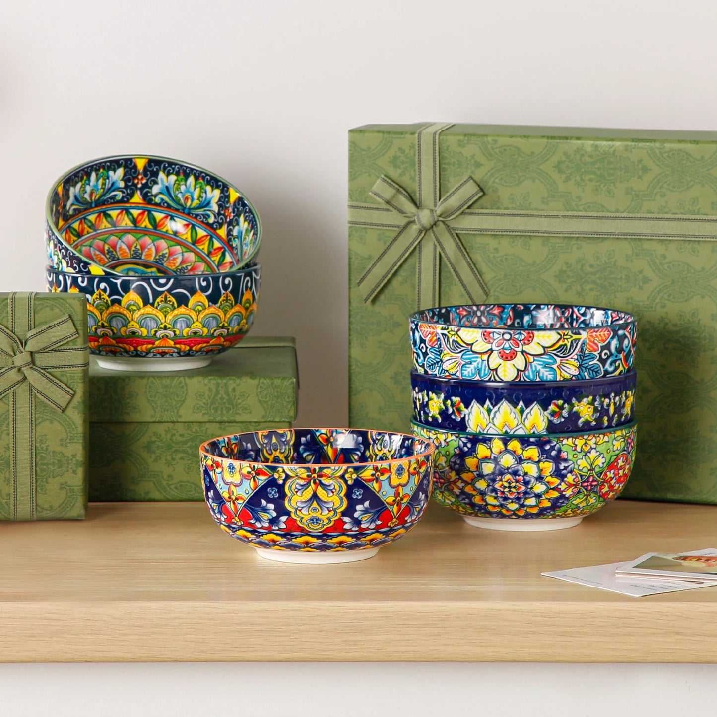 Malacasa Porcelain Cereal Bowls Set Floral Bohemian Style