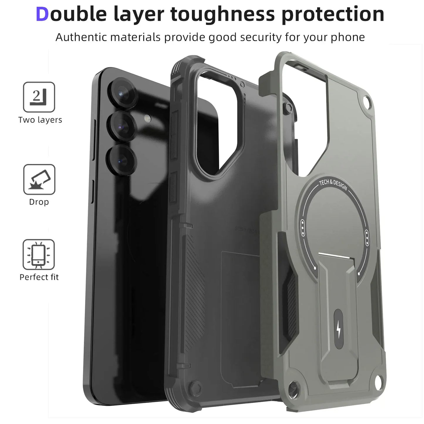 NONEDesign Shockproof Kickstand Case For Samsung Galaxy S25/S24
