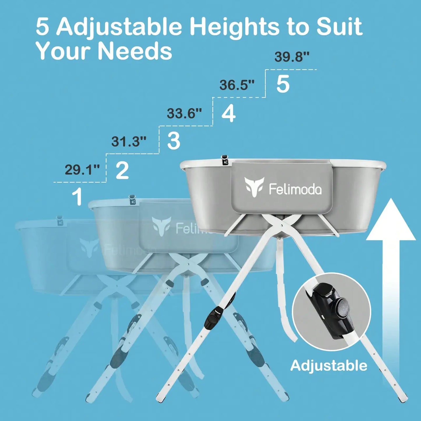 Elevated Dog Bathtub Large Dogs Foldable Pet Bathing Station 5 Adjustable Heights