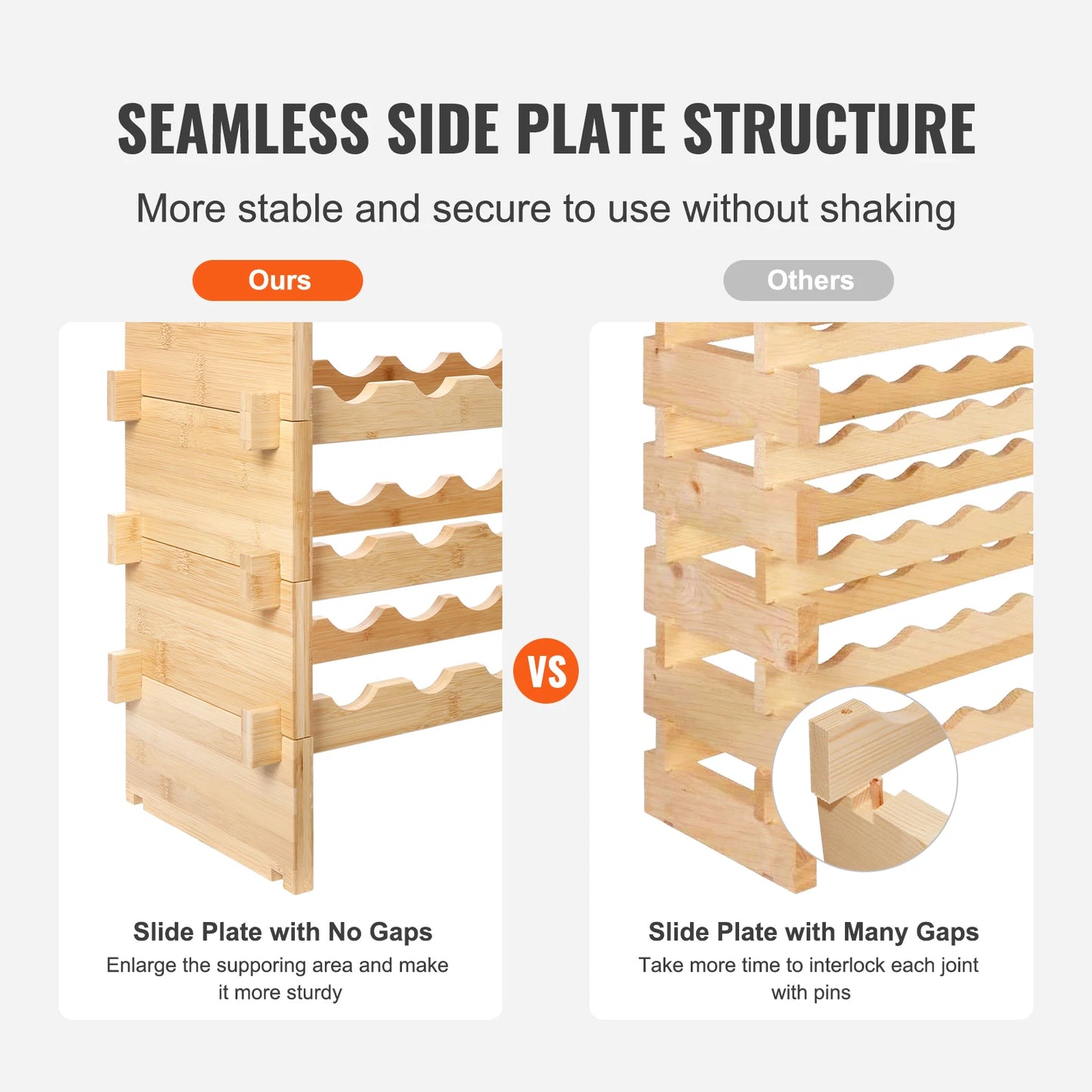 SucceBuy Bamboo 8-Tier Stackable Wine Rack For Kitchen Storage