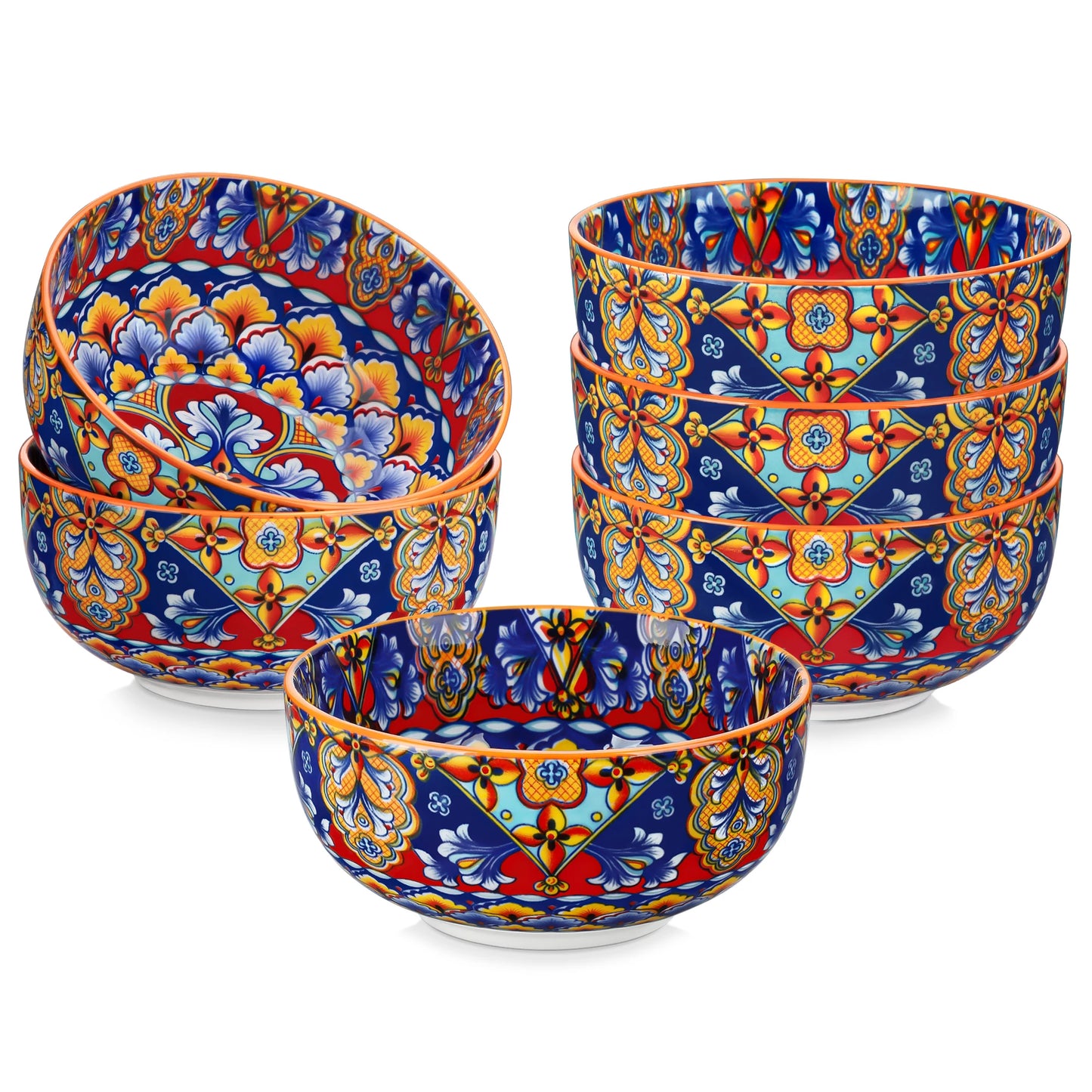 Malacasa Porcelain Cereal Bowls Set Floral Bohemian Style