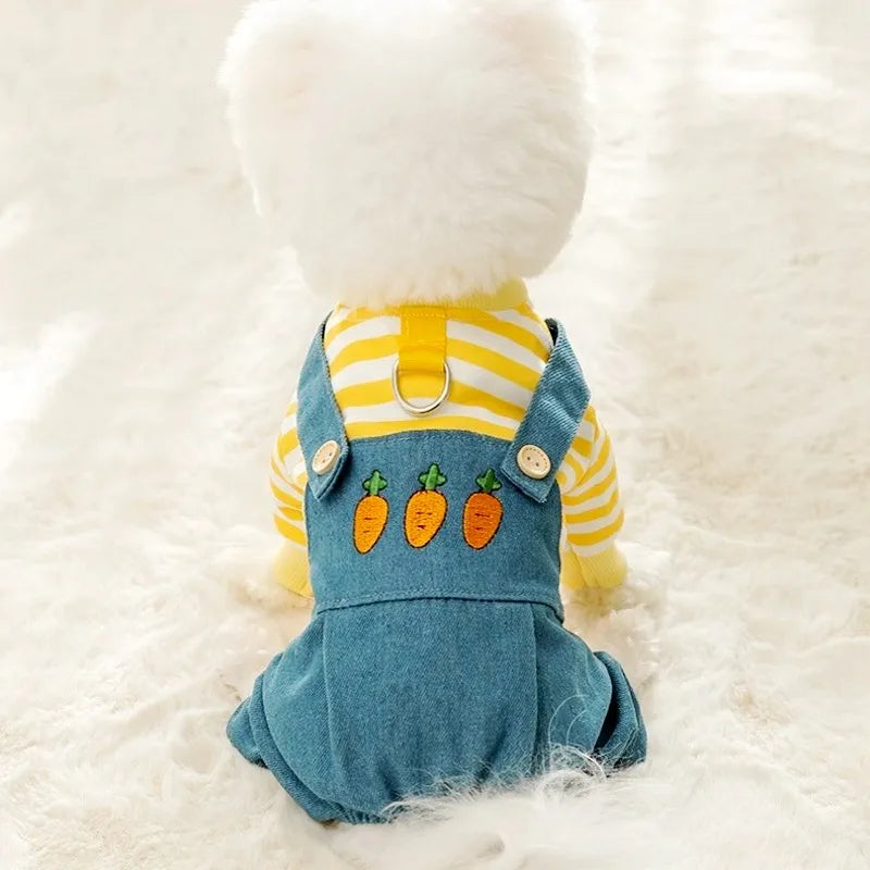 Autumn Striped Pet Jumpsuit For Small Dogs And Cats Pajamas
